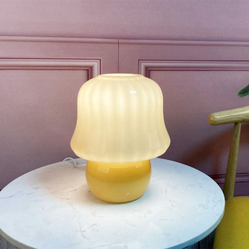 Lampade da tavolo in vetro a forma di tamburo Lampade da comodino in vetro stile moderno a 1 luce