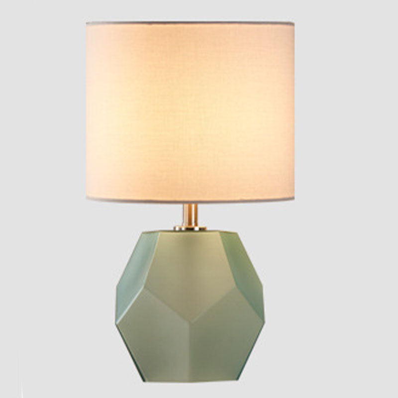 Modern Style Barrel Table Lamp Glass and Fabric 1 Head Night Table Lamps