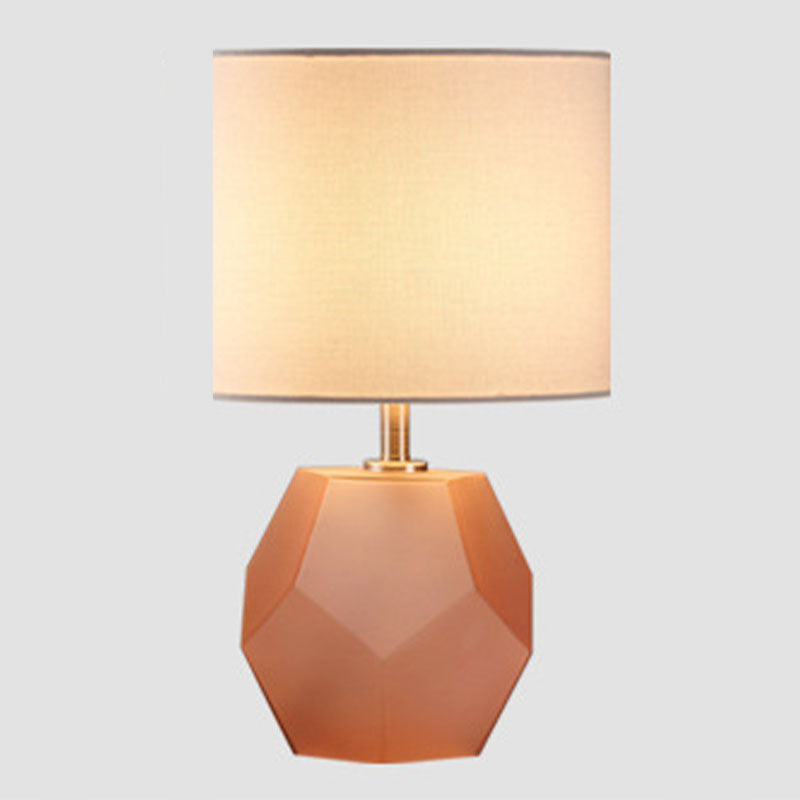 Modern Style Barrel Table Lamp Glass and Fabric 1 Head Night Table Lamps