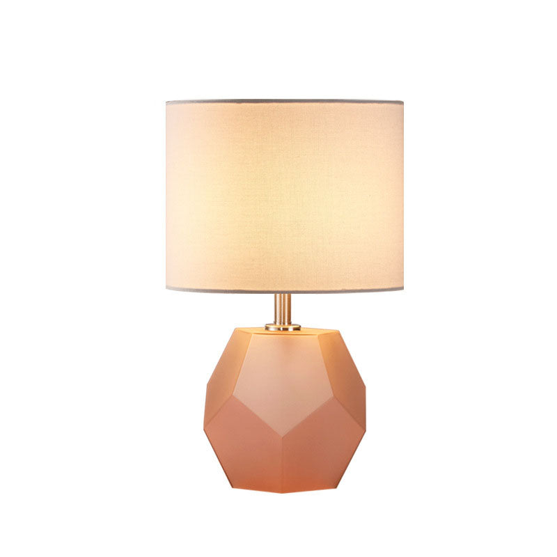 Modern Style Barrel Table Lamp Glass and Fabric 1 Head Night Table Lamps