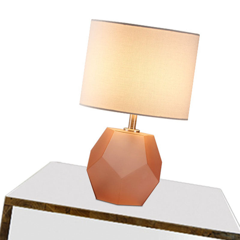 Modern Style Barrel Table Lamp Glass and Fabric 1 Head Night Table Lamps