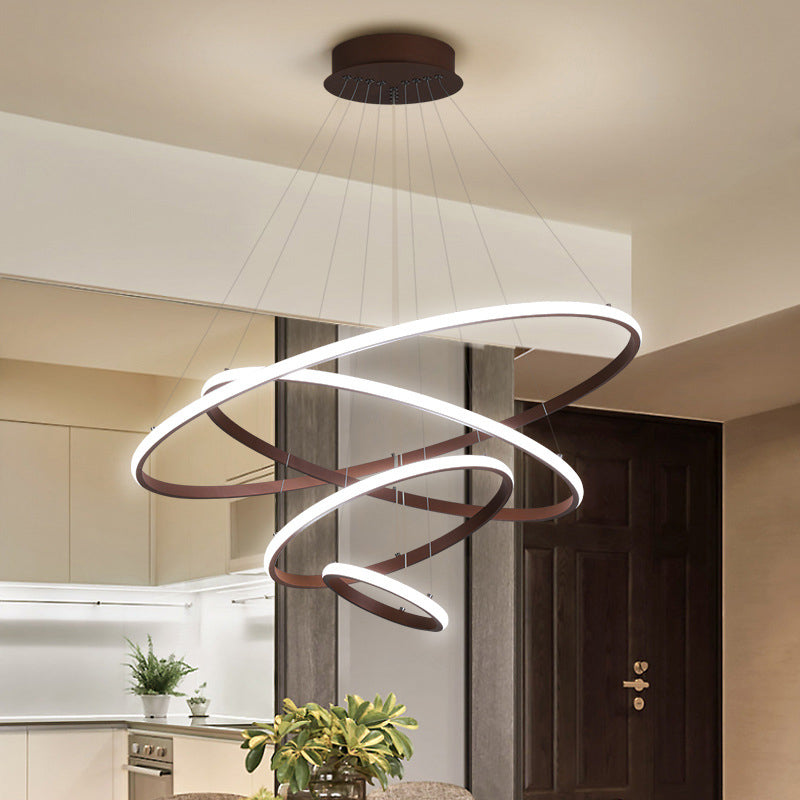 Multi-Rings Multi-Tier Modern Simple Style Metal Hanging Chandelier Lighting Fixtures