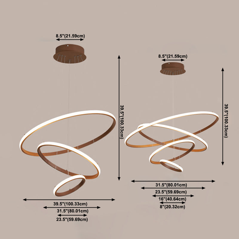 Multi-Rings Multi-Tier Modern Simple Style Metal Hanging Chandelier Lighting Fixtures