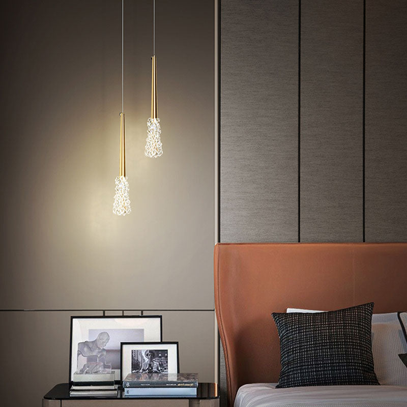 Luz de colgante de cristal transparente Lighting de suspensión de techo cónico de estilo moderno