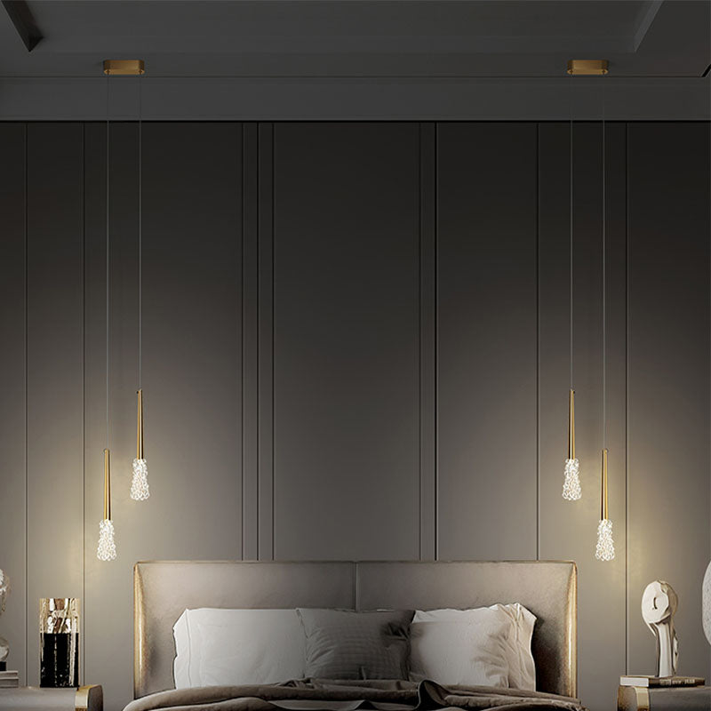 Luz de colgante de cristal transparente Lighting de suspensión de techo cónico de estilo moderno