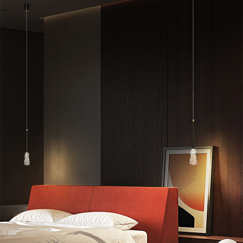 Luz de colgante de cristal transparente Lighting de suspensión de techo cónico de estilo moderno