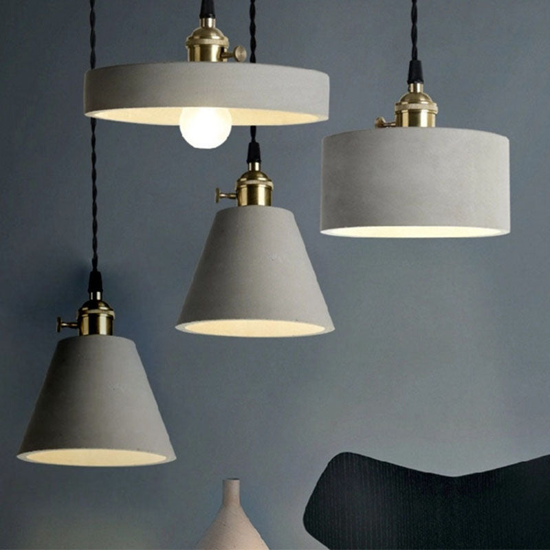 Geometrische Down -Beleuchtung Anhänger Moderner Zement 1 Licht hängende Leuchten in Grau