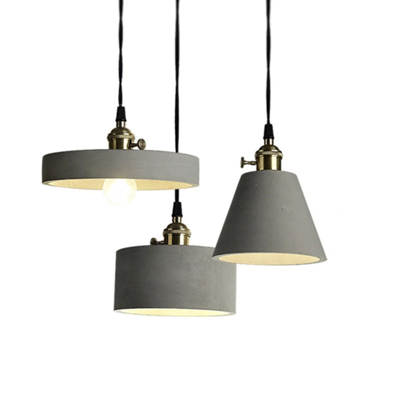 Geometrische Down -Beleuchtung Anhänger Moderner Zement 1 Licht hängende Leuchten in Grau