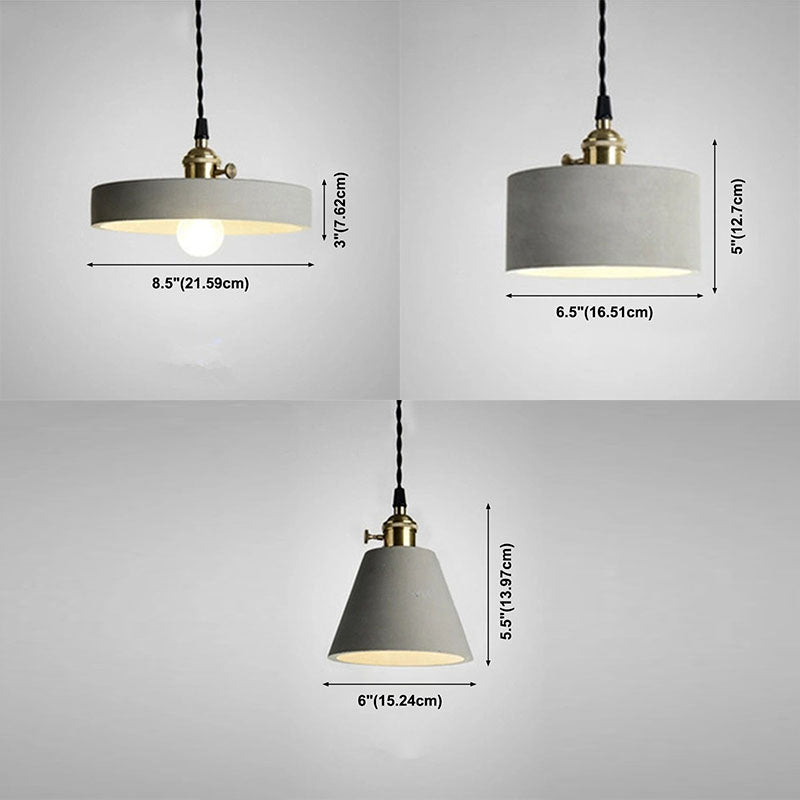 Geometrische Down -Beleuchtung Anhänger Moderner Zement 1 Licht hängende Leuchten in Grau