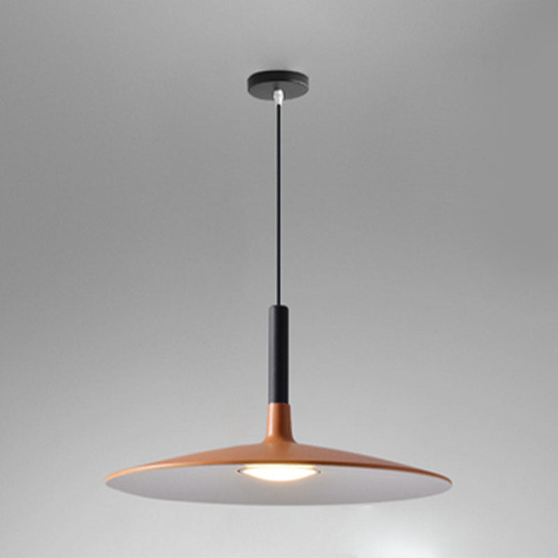 Minimalist Indoor Pendant Light, Metal Flat Shade LED Pendant Lighting