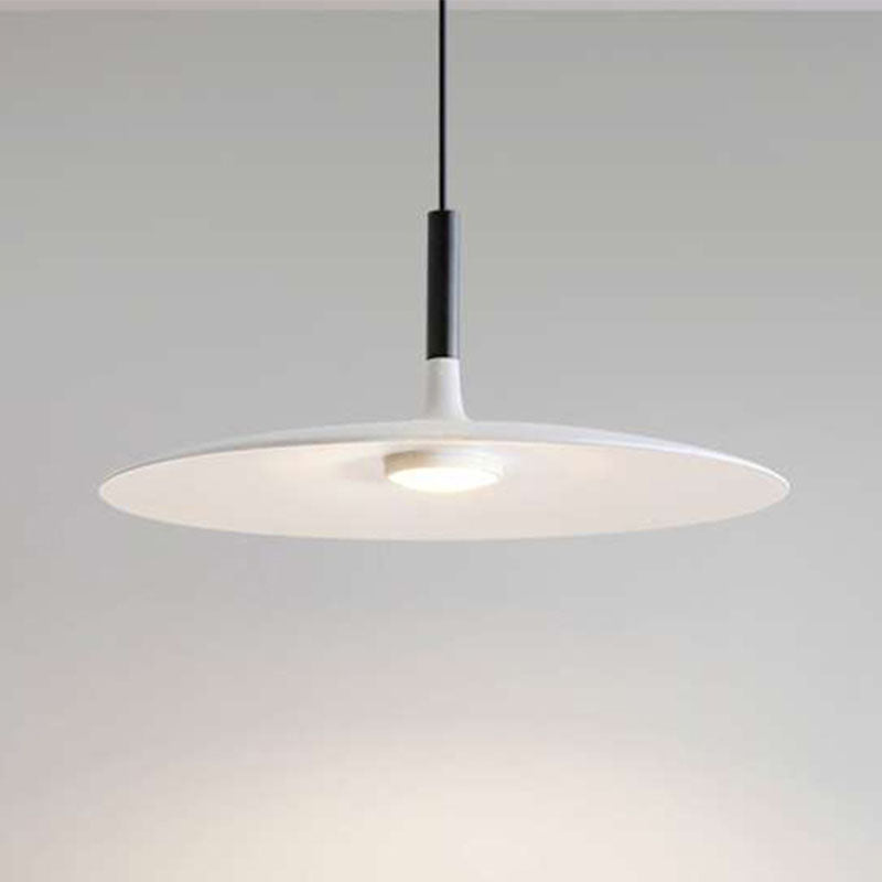 Minimalist Indoor Pendant Light, Metal Flat Shade LED Pendant Lighting