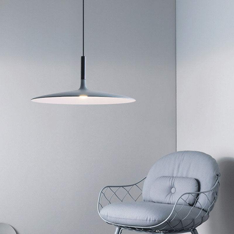 Minimalist Indoor Pendant Light, Metal Flat Shade LED Pendant Lighting