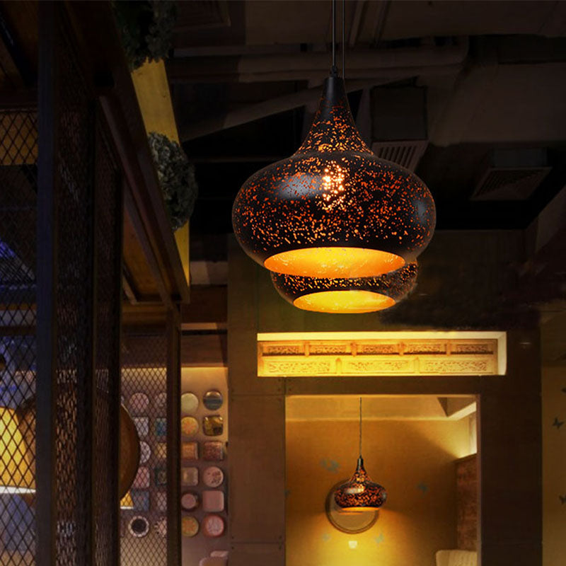 Modern Minimalist Pendant Light, Metallic Single-Light Hanging Pendant Lights in Black