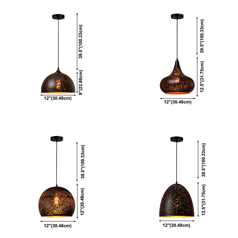 Modern Minimalist Pendant Light, Metallic Single-Light Hanging Pendant Lights in Black