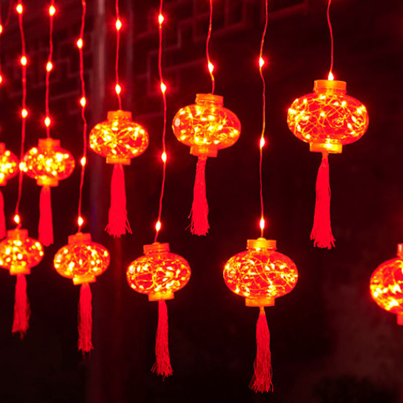 Modern Chinese Rope Light Lantern Curtain Light for Spring Festival Decorate
