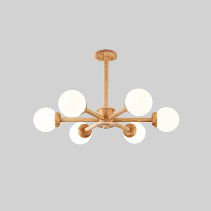 Globe Chandelier Light Fixtures Modern Multi-Head Beige Chandelier Lamp with Glass Shade