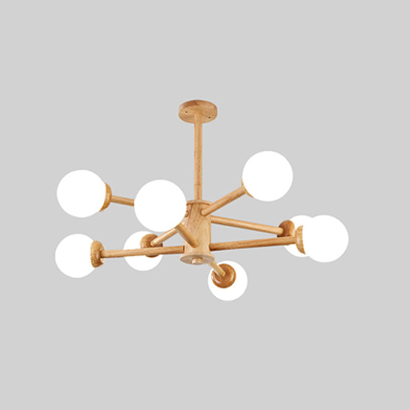 Globe Chandelier Light Fixtures Modern Multi-Head Beige Chandelier Lamp with Glass Shade