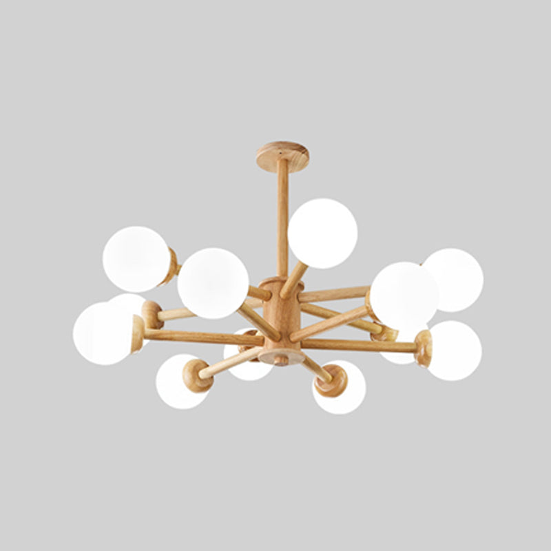 Globe Chandelier Light Fixtures Modern Multi-Head Beige Chandelier Lamp with Glass Shade