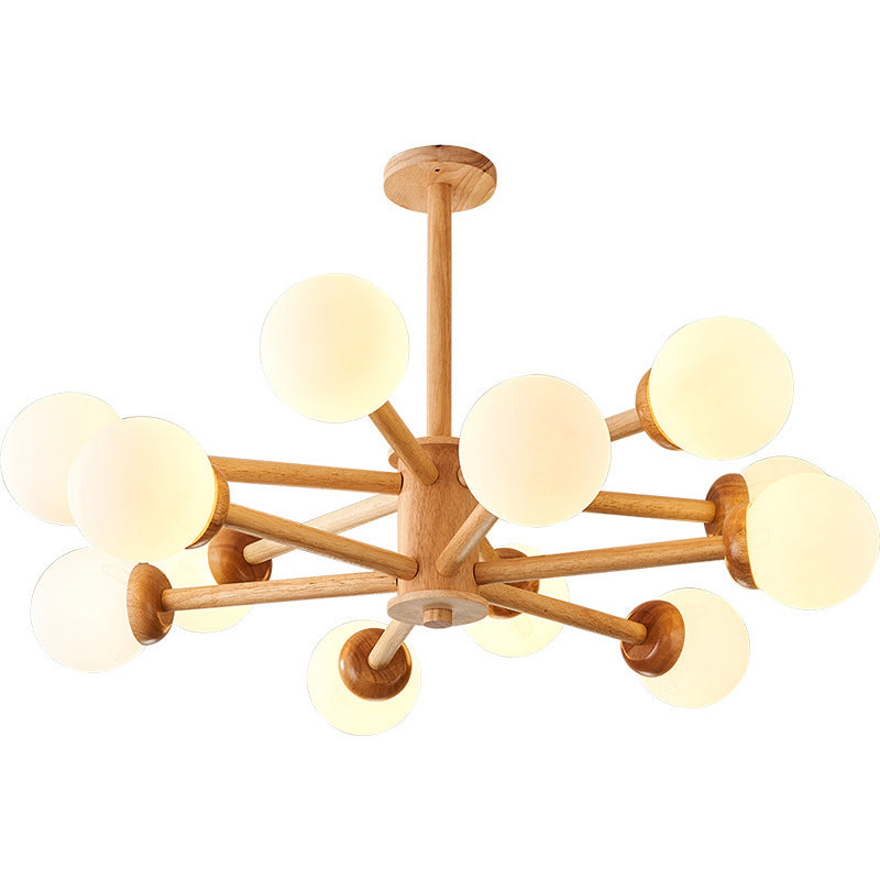 Globe Chandelier Light Fixtures Modern Multi-Head Beige Chandelier Lamp with Glass Shade