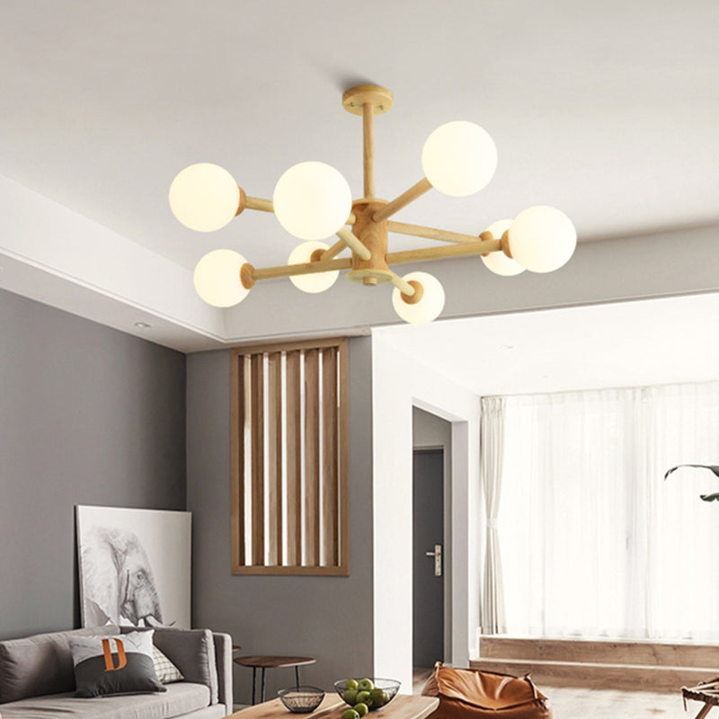 Globe Chandelier Light Fixtures Modern Multi-Head Beige Chandelier Lamp with Glass Shade