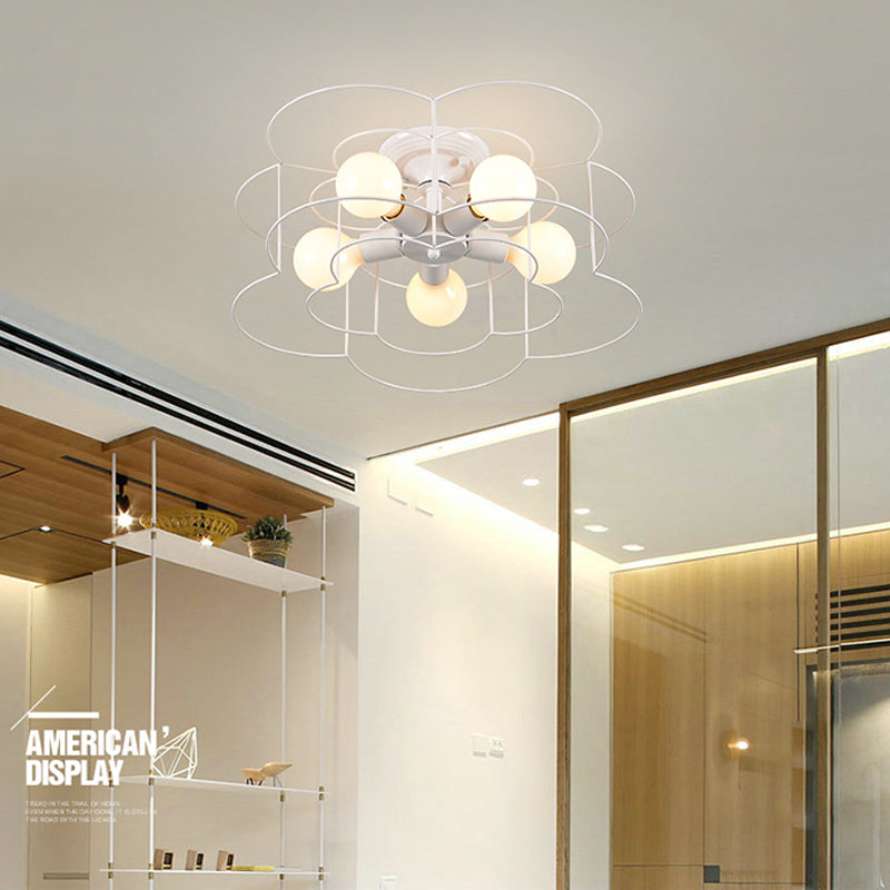 5 Blub Plafonnier Style Macron Cadre En Métal Semi Encastré Pour Chambre Fille Garçon