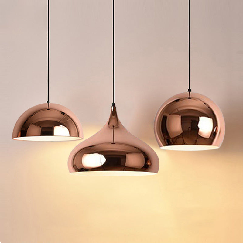 Metallschattierte Anhänger Light Kit Moderne Roségold -Hängeleuchte für Esszimmer