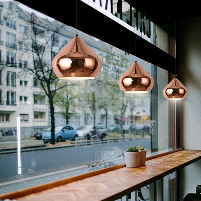 Metal Shaded Pendant Light Kit Modern Rose Gold Hanging Light Fixture for Dinning Room