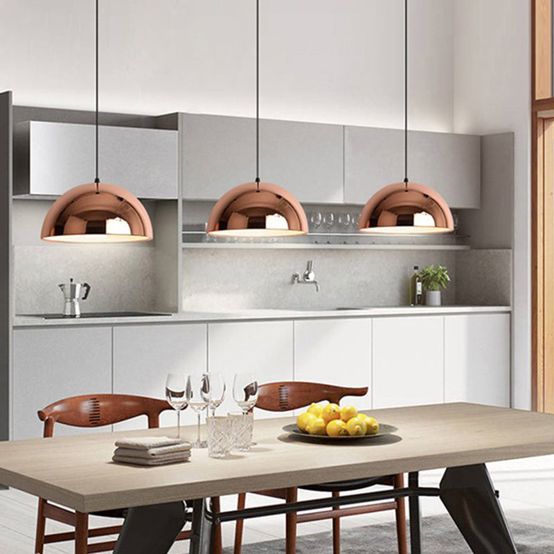 Metallschattierte Anhänger Light Kit Moderne Roségold -Hängeleuchte für Esszimmer