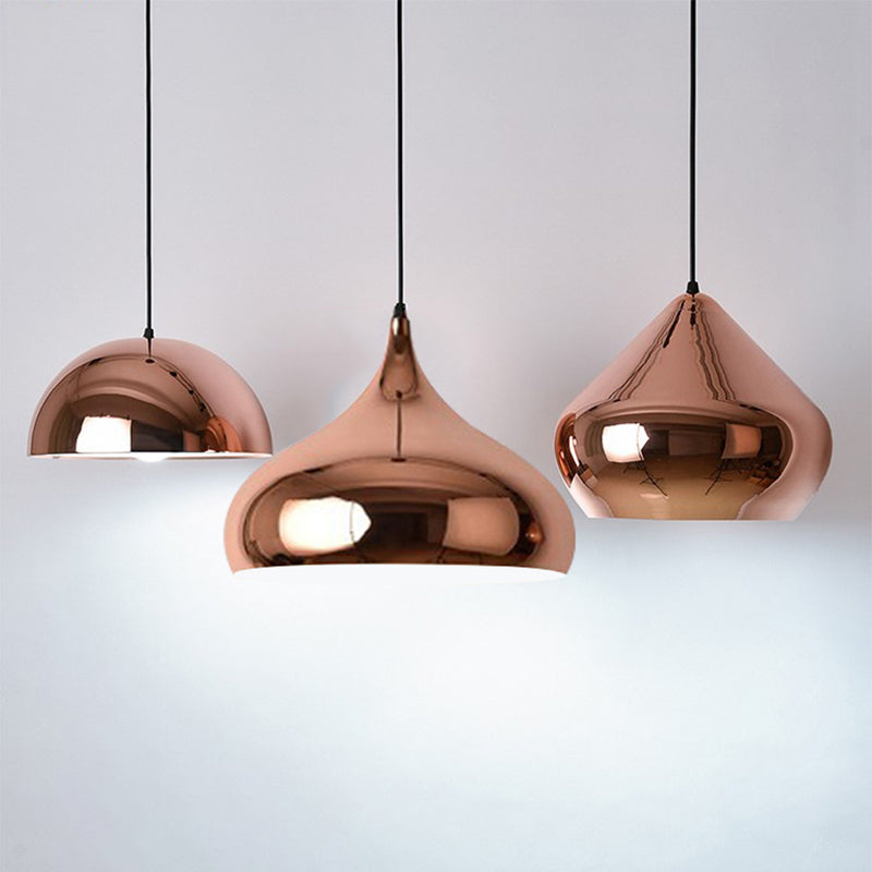 Metallschattierte Anhänger Light Kit Moderne Roségold -Hängeleuchte für Esszimmer
