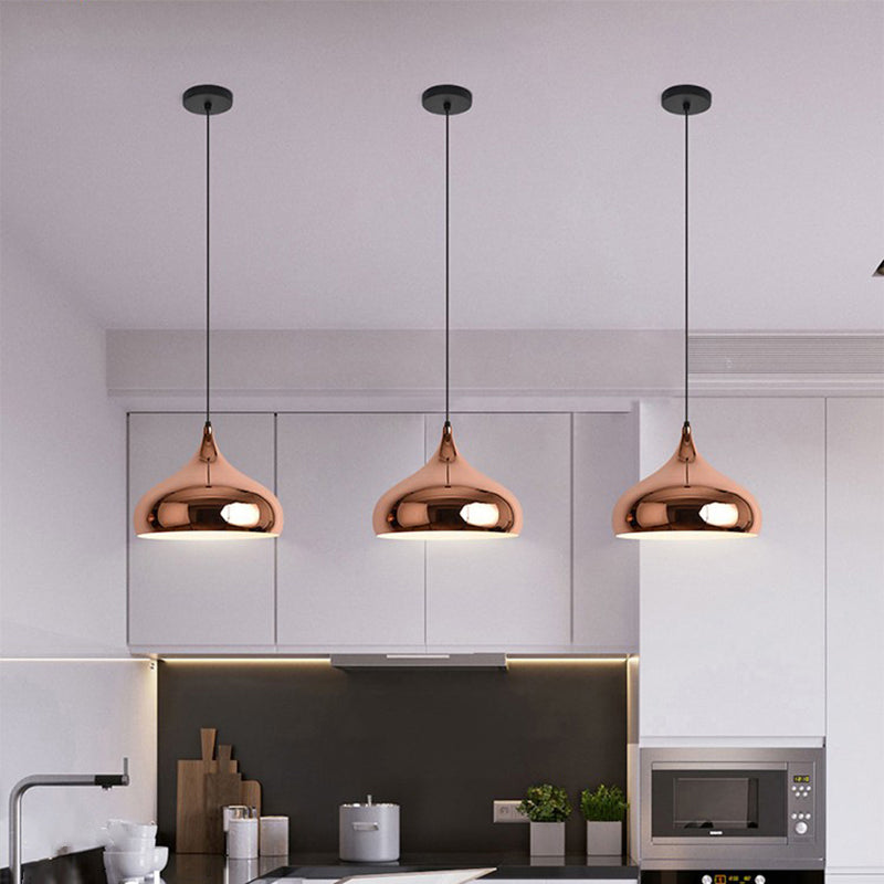 Metallschattierte Anhänger Light Kit Moderne Roségold -Hängeleuchte für Esszimmer