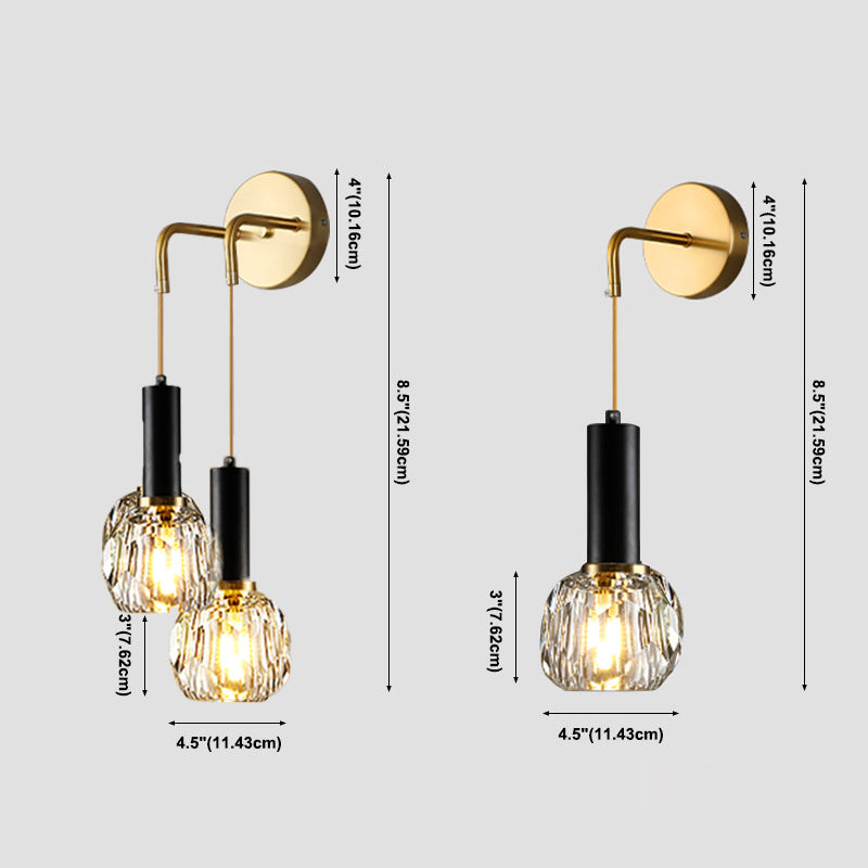 Simplicity Style Wall Sconce met heldere kristalschaduw postmoderne sconce verlichtingsarmatuur