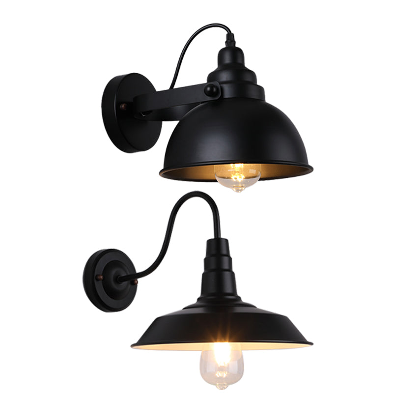 Lampada industriale a singola luce, lampada da parete in metallo nero per il ristorante da cucina