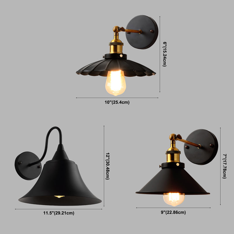 Lampada industriale a singola luce, lampada da parete in metallo nero per il ristorante da cucina