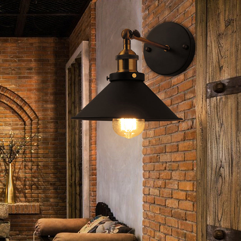 Lampada industriale a singola luce, lampada da parete in metallo nero per il ristorante da cucina