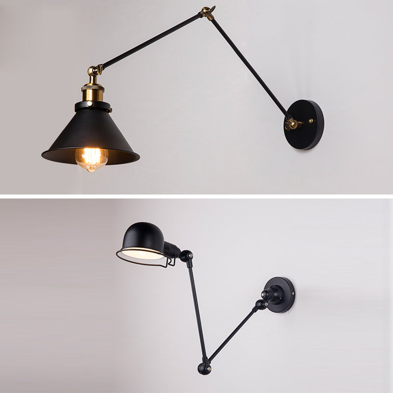Lampe murale du bras swing dans le luminaire noir industriel noir pour le restaurant de la cuisine
