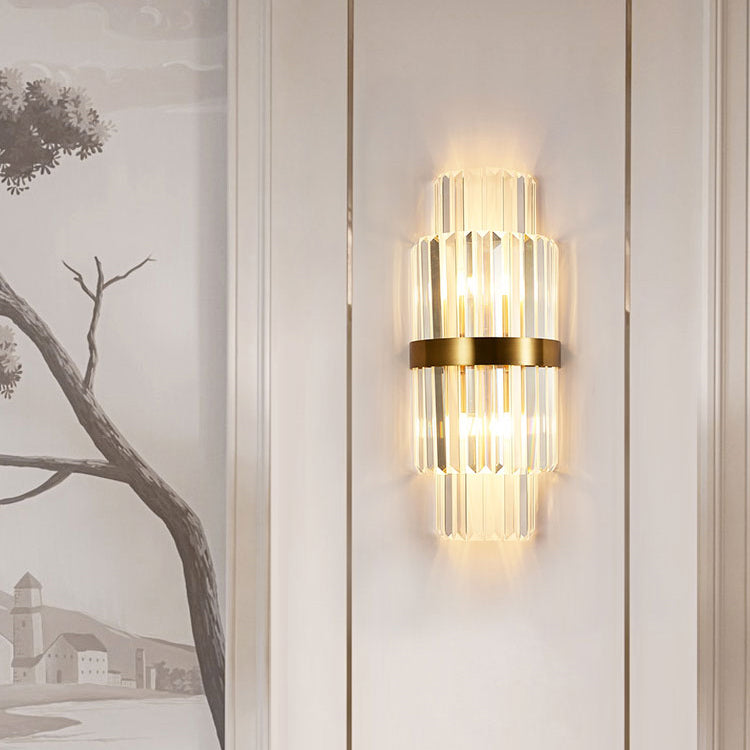 Rectangular-Cut Crystals Flush Mount Wall Sconce Postmodern Sconce Light Fixture