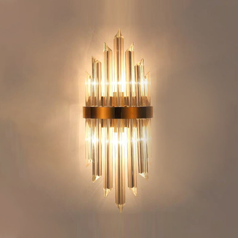 Rectangular-Cut Crystals Flush Mount Wall Sconce Postmodern Sconce Light Fixture