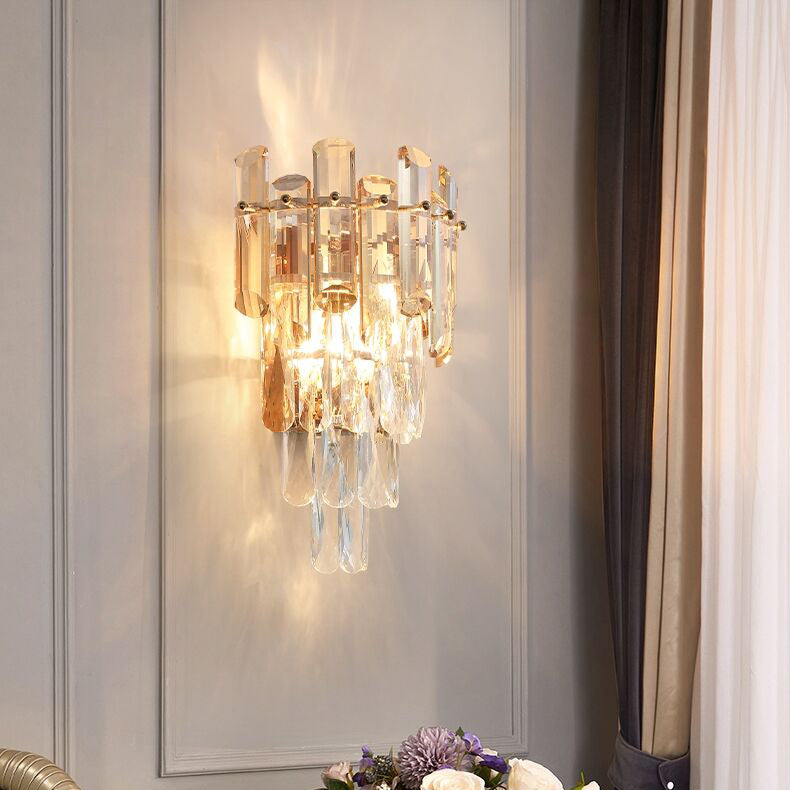 Rectangular-Cut Crystals Flush Mount Wall Sconce Postmodern Sconce Light Fixture
