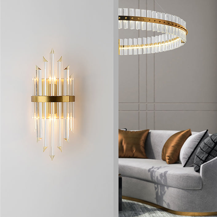 Rectangular-Cut Crystals Flush Mount Wall Sconce Postmodern Sconce Light Fixture