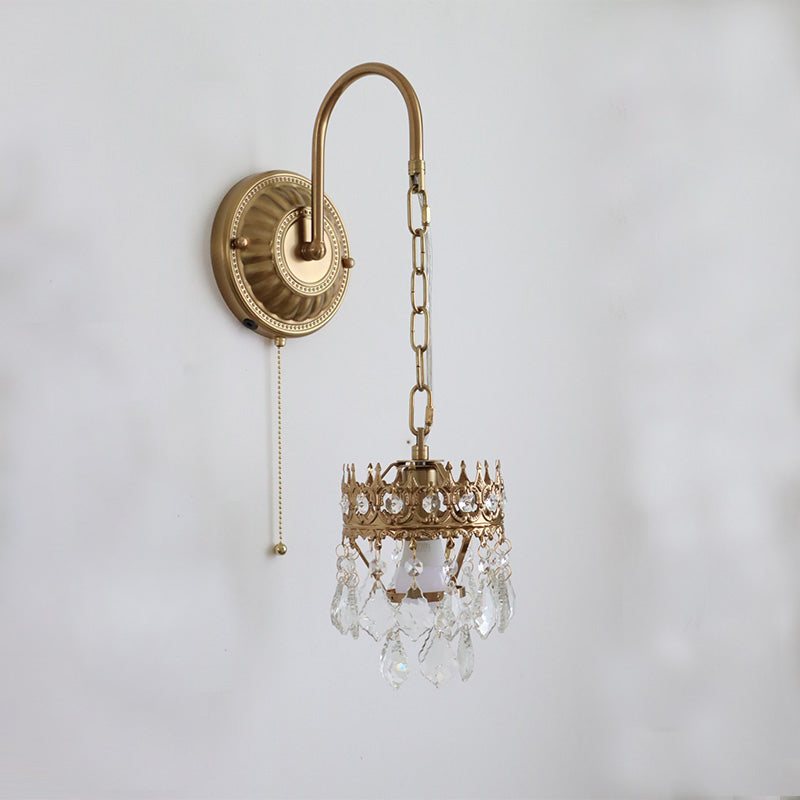 Iluminación de pared de metal Lámpara de pared de cristal posmoderna para dormitorio de sala de estar