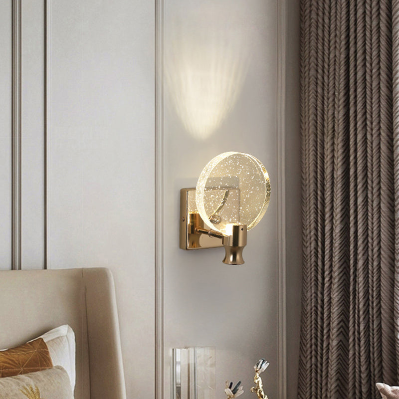 Postmodern Indoor Wall Light Gold Wall Light Sconces with Clear Crystal Shade