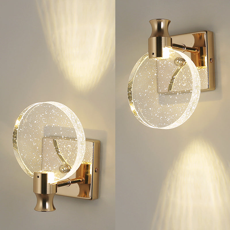 Postmodern Indoor Wall Light Gold Wall Light Sconces with Clear Crystal Shade