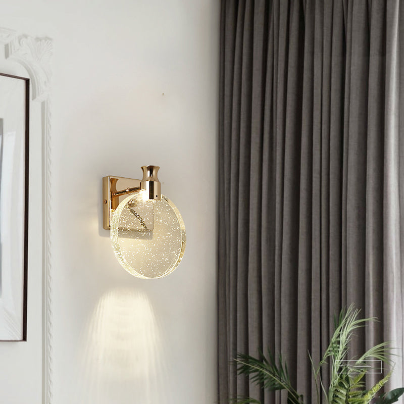 Postmodern Indoor Wall Light Gold Wall Light Sconces with Clear Crystal Shade