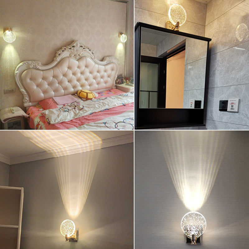 Postmodern Indoor Wall Light Gold Wall Light Sconces with Clear Crystal Shade