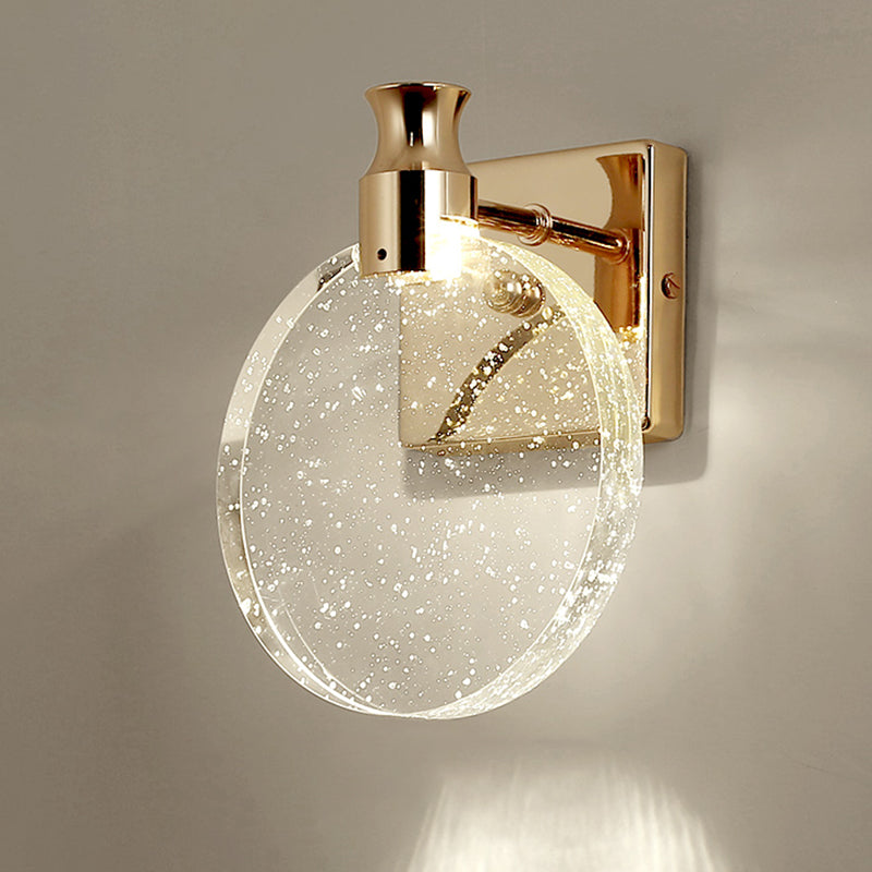 Postmodern Indoor Wall Light Gold Wall Light Sconces with Clear Crystal Shade