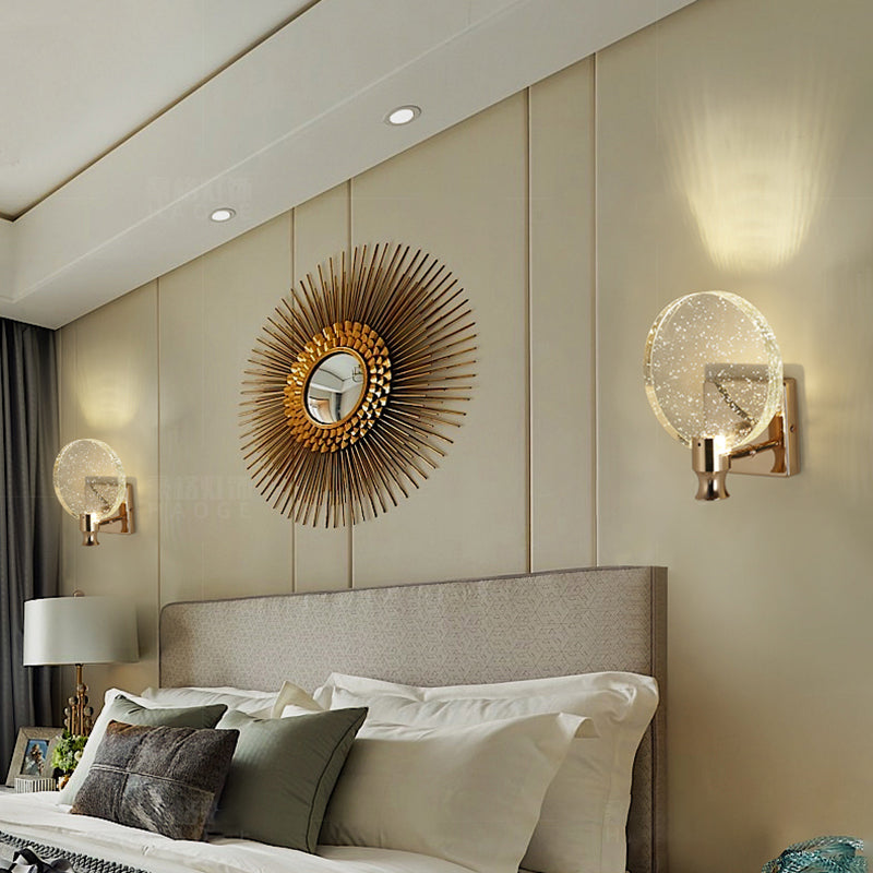 Postmodern Indoor Wall Light Gold Wall Light Sconces with Clear Crystal Shade