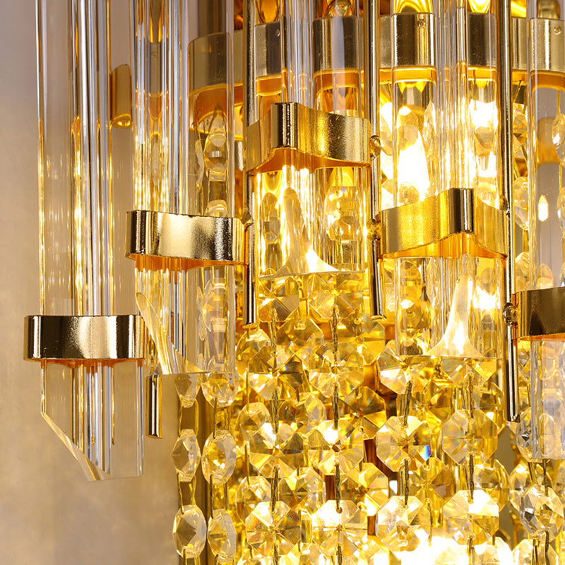 Pronzo della parete a montaggio a filo oro con lampada da parete postmoderna a tonalità di cristallo chiaro
