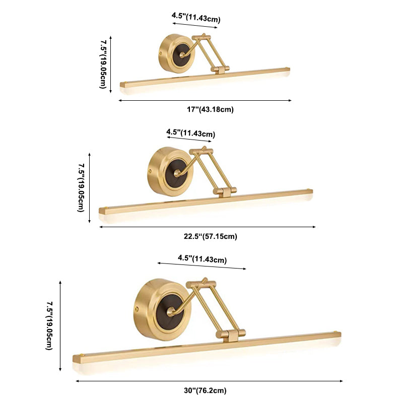 Luminaires de vanité LED en laiton moderne sur miroir pour le maquillage de la salle de bain