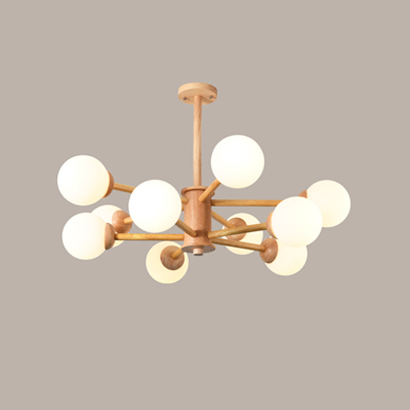 Globe Chandelier Light Fixtures Modern Multi-Head Beige Chandelier Pendant Light with Glass Shade
