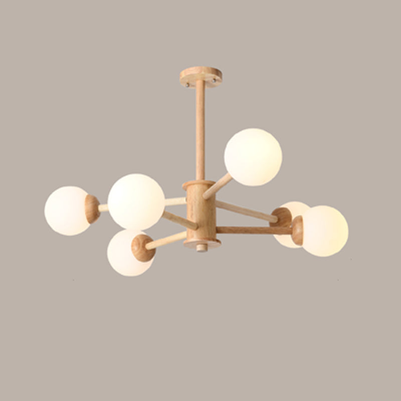 Globe Chandelier Light Fixtures Modern Multi-Head Beige Chandelier Pendant Light with Glass Shade